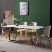 Ensemble de salle à manger moderne en ardoise, table et chaises pour 4, 6 ou 8 personnes, en pierre frittée