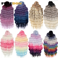 Extensions de tresses synthétiques bouclées en fibre haute température ANNA, 24 pouces/60 cm, tresses au crochet ondulées profondes, 3 brins, marron