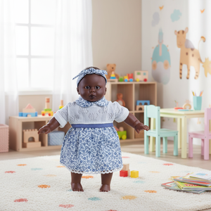 Poupée noire Sweet Baby avec de nouveaux vêtements blancs pour filles - Product Image 3