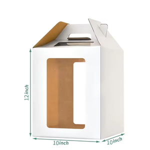Boîtes d'emballage pour gâteaux de mariage, boîte à gâteau haute avec fenêtre transparente, papier kraft, 10-16 pouces, 2 couches, XL, gaufrage, pour anniversaire et <span class=keywords><strong>sushi</strong></span> - Product Image 5