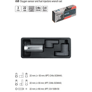 ชุดเครื่องมือเซ็นเซอร์ออกซิเจน YATO ชุดประแจบล็อก 1/2 นิ้ว 3/8 นิ้ว 5 ชิ้น เครื่องมือซ่อมรถยนต์ - Product Image 4