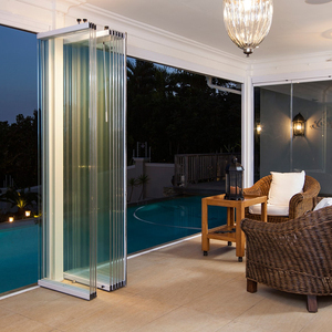 <span class=keywords><strong>Puerta</strong></span> de acristalamiento de <span class=keywords><strong>terraza</strong></span> apilable plegable deslizante sin marco de acordeón con vidrio templado de 10mm - Product Image 2
