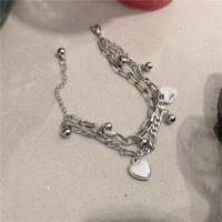Sseesy Pulsera Custom Hart Charme Cubaanse Schakel Ketting Kruis Armband Dubbele Lagen Jesus Verzilverde Armband Valentines Dag Cadeau