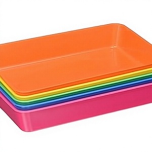 Plateau alimentaire en plastique de qualité commerciale, plat rectangulaire peu profond, organisateur de vaisselle pour salon, sans BPA, compatible lave-vaisselle - Product Image 1