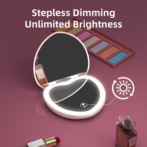 Xách Tay LED Thông Minh Ánh Sáng Trang Điểm Gương Đôi Hai Mặt Magnify Có Thể Gập Lại Mỹ Phẩm Gương Hình Trái Tim Vẻ Đẹp Gương Cho Cô Gái - Product Image 4