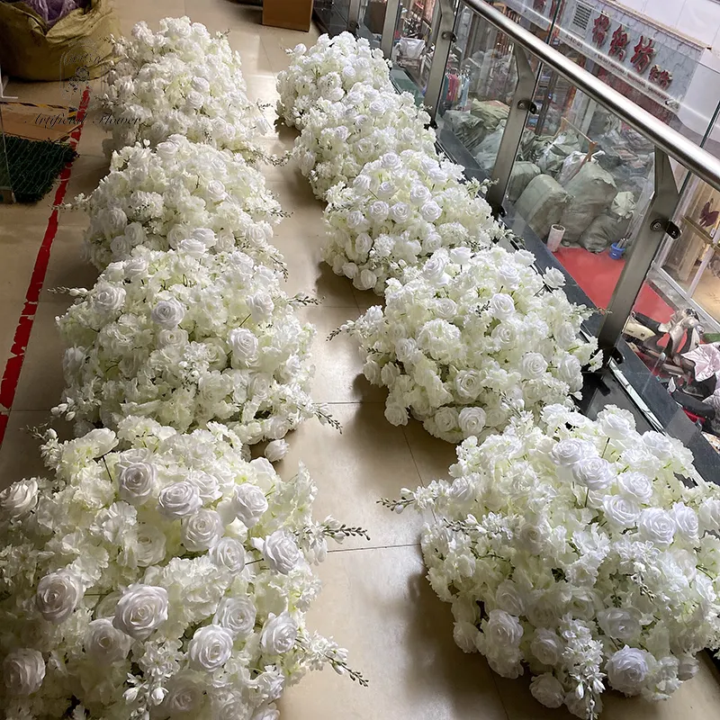 DKB Branco Luxo Colorido Flor Bola Decoração Do Casamento Rosa branco Artificial Rose Baby Breath Flower Centerpiece Decoração