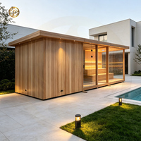 Kaca panorama merah Cedar halaman belakang taman mewah 2 4 Orang kayu ditembakan jauh inframerah rumah Villa luar ruangan  Sauna