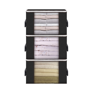 6 Pack Large 90L Gray Foldable Closet Organizers Premium Fabric Storage <strong>Bags</strong> Reinforced Handle for Clothing <strong>Bed</strong> Sheets Pillows - Product Image 1