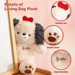 Jouet en peluche pour chien, adorable chiot, avec tête à pattes brodées délicates, cœur rouge, oreilles souples noires, dessin animé, pour la Saint-<span class=keywords><strong>Valentin</strong></span>, amour - Product Image 2