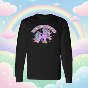 T-shirt à manches longues My Little Pew-Pew Unicorn pour adulte, unisexe, col rond noir - Product Image 3