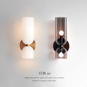 Lampe murale en verre créative minimaliste nordique, lumière LED artistique luxueuse pour couloir, entrée, chambre à coucher, salon, chevet, bureau - Product Image 1