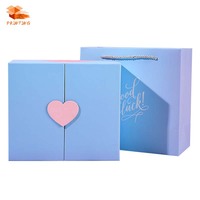 Boîte cadeau rigide magnétique à double porte ouvrante en carton noir avec logo imprimé de luxe pour parfum, vin, cosmétiques