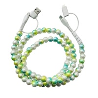 Nouveau câble perlé Type-C 5A à charge rapide 2027, motif arc-en-ciel, pour ordinateur, adorable bijou pour femme, cordon de charge