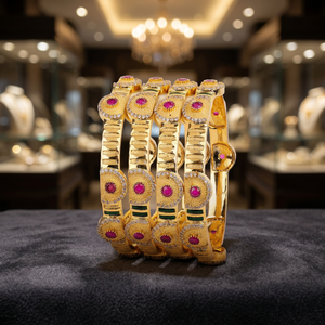 AD Fashion Jewelry Gold Chapado En Oro Oro Laminado <b>Copper</b> Brass <b>Bangles</b> with Pearl Stone Special Occasion Gift for Women - Product Image 3