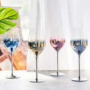 Copa de vidrio de color dorado minimalista, copa de champán de vino tinto, galvanoplastia, sin plomo, estilo nórdico