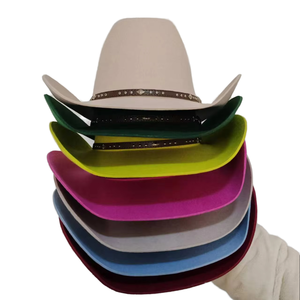 Huayi Sombreros De Vaquero Custom Black Felt Wool <b>Western</b> Cattleman Cowboy <b>Hat</b> Leather Band Four Seasons Hand Embroidery Logo - Product Image 1
