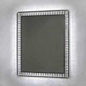 Miroir de maquillage LED moderne en acier inoxydable avec écran tactile, éclairage cristallin, fixation murale pour hôtel et salle de bain - Product Image 1