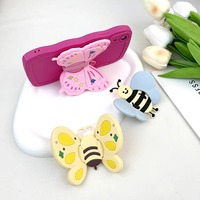 Mignon Rose Papillon Support Téléphone Cas Stand pour iPhone 16 15 14 Plus 13 12 11 Pro Max XR Antichoc Anti-chute TPU Couverture Souple