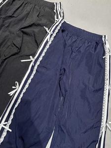 CUTENOVA Z1029PT01 2024 Striped Lace Bow <strong>Cargo</strong> Casual <strong>Pants</strong> Loose Sporty Trousers Slim Fashion Sweatpants <strong>for</strong> <strong>Women</strong> - Product Image 4