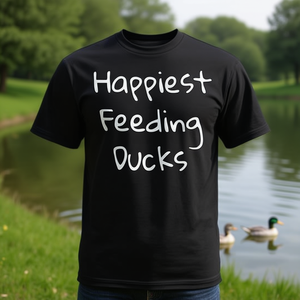 T-shirt Happiest Feeding Ducks nera unisex per adulti taglia media - Product Image 3