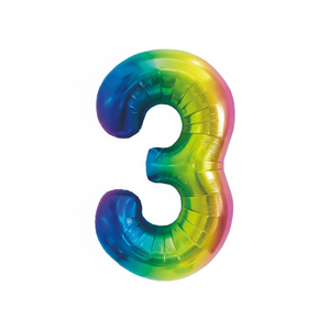 Party Love Number 3 Balloon Multicolor 1M Foil Metallic <b>Birthday</b> Party <b>Decorations</b> - Product Image 1