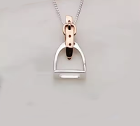 Collier Cheval Fer à Cheval Mors Simple Étrier Mors Ceinture en Argent Sterling 925 Bijoux Équestres Porte-Bonheur