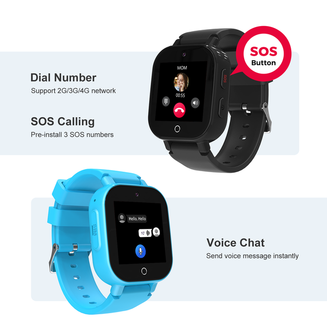 Kids Smart Watch 4G GPS SOS Button Calendar 1.4 Inch IPS 240x240 IP67 Waterproof Heart Rate & Sleep Tracker Fitness Band 700mAh