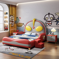 JINS Cartoon-Charakter Kinderbett aus Holz mit Stauraum, modernes und komfortables Design für Jungenzimmer, Kindergarten, Schule, Hotel