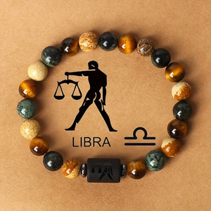 Pulsera de Piedras Naturales de Ojo de Tigre, 12 Signos del Zodiaco, Regalo de Astrología <span class=keywords><strong>para</strong></span> Cumpleaños, <span class=keywords><strong>para</strong></span> Mujeres y Hombres, Éxito de Ventas Internacional - Product Image 4