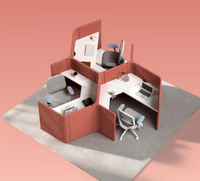 Poste de travail acoustique modulaire pour 3 personnes, cloison insonorisante en tissu, cabine de concentration, bureau en open space