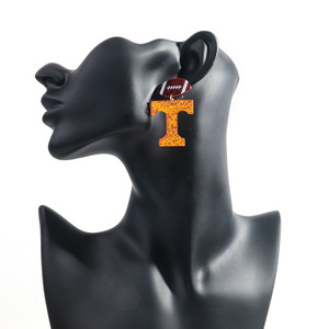 Personalità Hip hop sport Star Team Sans Rugby stampa divertente Glitter gioielli americano calcio acrilico orecchini pendenti 2024 - Product Image 6