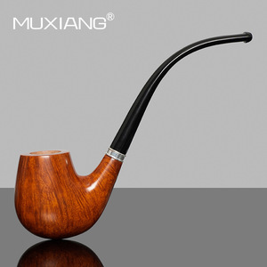 Muxiang Handmade Briarwood Pipe Bent Type For Men Traditional Tobacco Smoking Pipe - Product Image 2