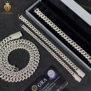 8mm 10mm 12mm 925シルバーMoissaniteダイヤモンドキューバチェーンアイスアウトMoissaniteキューバリンクパスダイヤモンドテストVvs Moissaniteチェーン - Product Image 3