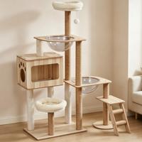 Nouveau Design 2026 : Arbre à Chat Moderne et Luxueux en Bois avec Hauteur Réglable et Structure d'Escalade Écologique
