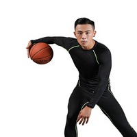 Ensemble 2 pièces de sport thermique à séchage rapide, col rond, anti-plis, taille mi-haute, doublé polaire, pour automne-hiver