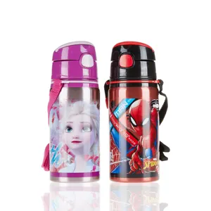 Kids Water Bottle Stainless Steel Cartoon Vacuum Insulated Thermo Flask Bpa Free School Bottles Custom Diy Logo With Straw Rope