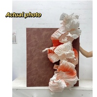 Sculpture de décoration murale moderne en forme de fleur rose blanche faite à la main en 3D pour mariage salon couloir chambre à coucher salle à manger