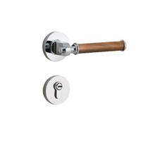 Serrure de porte en bois antique de style célébratoire avec poignée en noyer noir, serrure magnétique silencieuse rétro pour chambre à coucher, intérieur, à double verrouillage
