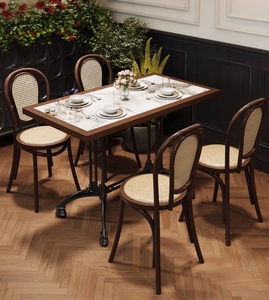 Modern Cafe Restaurant Coffee Shop Furniture Set High Quality PU Leather Wood Top Optional Colors <b>Tables</b> Chairs for Mall Use - Product Image 3