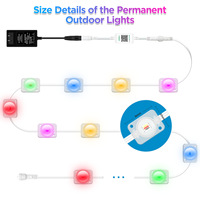 Lumières LED extérieures permanentes étanches IP67 24V, lumières LED de Noël RGB RGBIC, lumière ponctuelle LED, lumière pixel LED