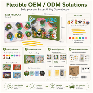 Kit de pâte à modeler à séchage à l'air pour Pâques, 6 pots de 4 couleurs chacun, 3 outils de sculpture, cadeaux de Pâques pour enfants, EN71 ASTM OEM, vente en gros personnalisée - Product Image 4