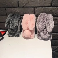 Étui de téléphone en fourrure de lapin 3D, mignon, chaud, moelleux, pour iPhone 6, 7, 8 Plus, X, XS Max, XR, 11 Pro Max, nouvelle collection