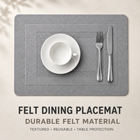 Set de table en feutre gris personnalisé, bordure géométrique, tapis de table résistant à la chaleur, réutilisable, protection de table de cuisine