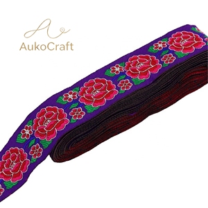 Fita de Renda Jacquard de 33mm com Padrões de Flores de Peônia para Costura de Roupas de Palco, Estofamento e Acabamento de Fantasias, Adornos Étnicos - Product Image 4