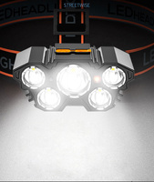 Lampe de travail minière à cinq LED, ultra-longue durée, lampe frontale de pêche nocturne, lumière puissante, étanche IP65 pour utilisation en extérieur