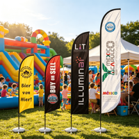 Drapeau publicitaire en forme de goutte d'eau pour événements en parc, avec logo personnalisé imprimé, pour la Journée familiale, avec mât inclus