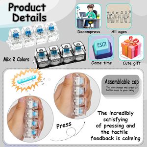 <b>Keyboard</b> Fidget Keychain 4 In 1 Decompression Button Clicker Toy For Stress Relief Unisex Plastic Age 8 To 13 Years - Product Image 3
