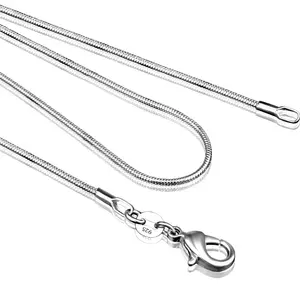Rinhoo collane a catena <span class=keywords><strong>serpente</strong></span> liscio placcato argento da 1MM <span class=keywords><strong>con</strong></span> gioielli girocollo stampati dimensioni 16 18 20 22 24 pollici dropshipping - Product Image 1