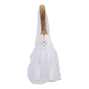 Statuetta di anatra in legno con velo e abito per decorazioni domestiche, bagno, ufficio, soggiorno, scultura - Product Image 3