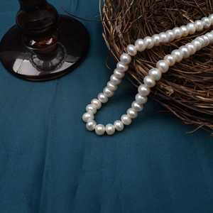 Perles d'eau douce naturelles blanches WENCHI 1208 de 6 mm, 36 cm, perles en vrac, accessoires faits à la main, matières premières pour le bricolage - Product Image 2